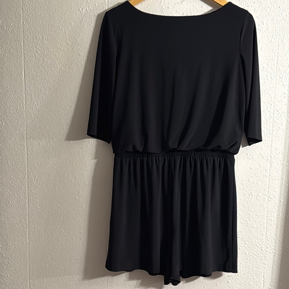 Emma & Michele Black Draped Romper - Picture 6 of 8